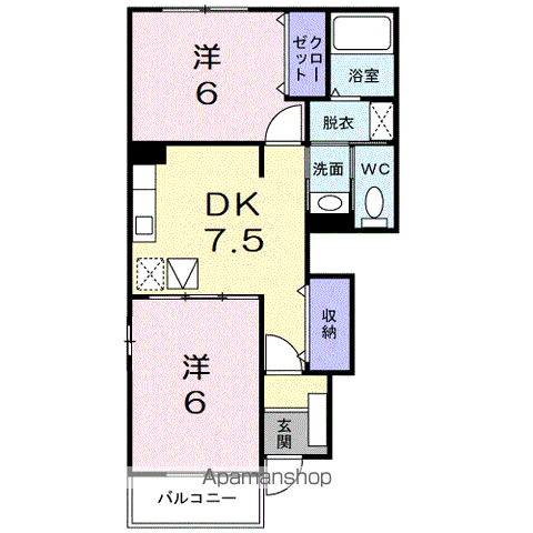 ポートリジェールⅡ(2DK/1階)の間取り写真