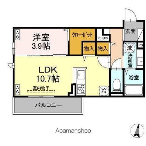 トリシア東和田 W棟(1LDK/3階)の間取り写真
