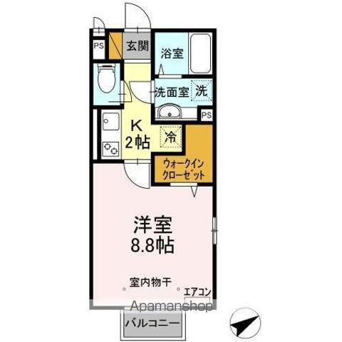 CLOCHETT ET SOLEIL クロシェット エト ソレ(1K/2階)の間取り写真