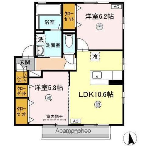 グラン・ノーブル(2LDK/2階)の間取り写真