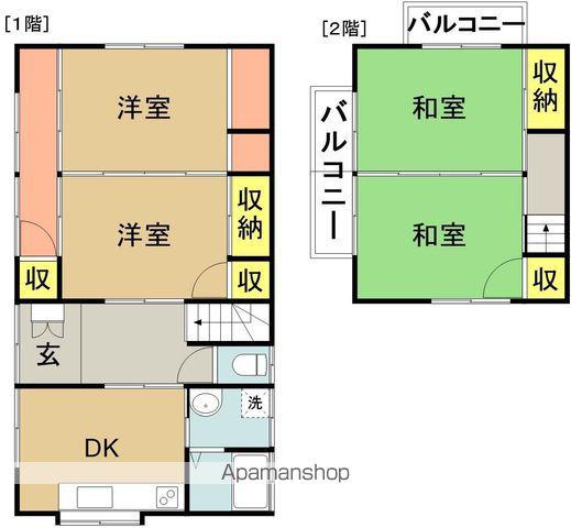 日豊本線 加納駅(宮崎) 徒歩18分 2階建 築46年(4DK)の間取り写真