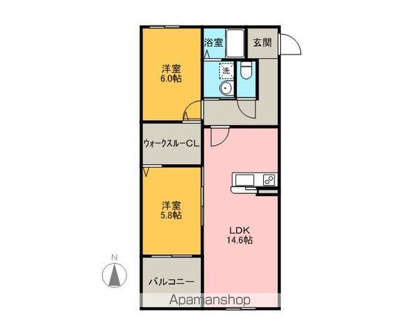 幸 YUKI(2LDK/3階)の間取り写真