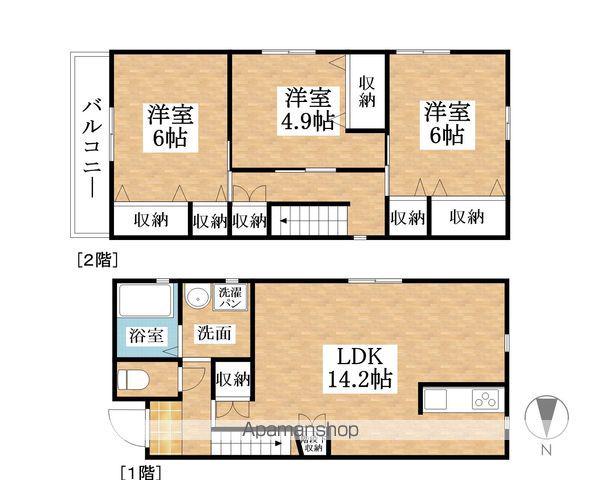 名鉄小牧線 小牧口駅 徒歩12分 2階建 築6年(3LDK)の間取り写真