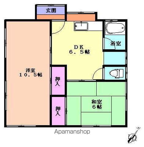 東北新幹線 一ノ関駅 バス乗車時間:28分 修紅短大前バス停で下車 徒歩38分 1階建 築32年(2DK)の間取り写真