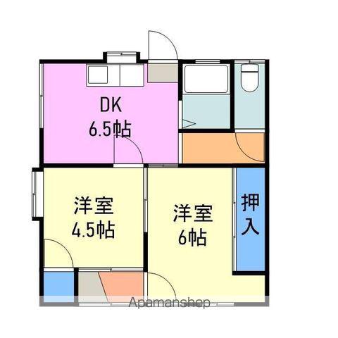 錦川鉄道錦川清流線 清流新岩国駅 徒歩50分 1階建 築58年(2DK)の間取り写真