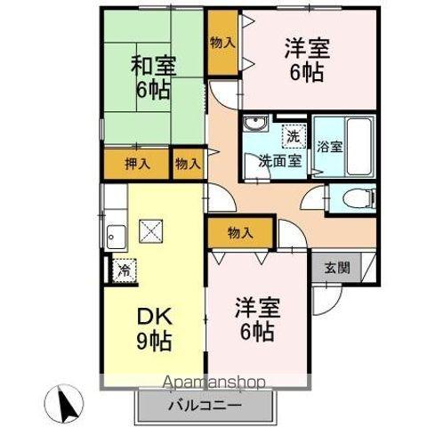 グラース関(3LDK/1階)の間取り写真