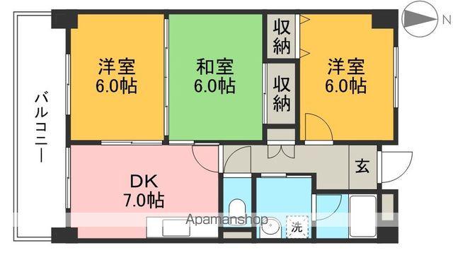 山崎ハイツ(3DK/6階)の間取り写真