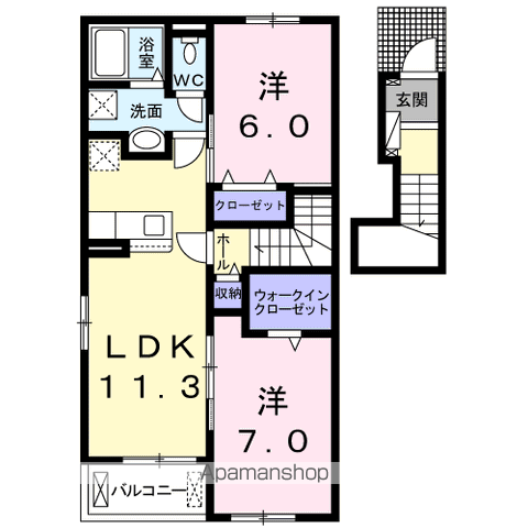 アヴニールⅣ(2LDK/2階)の間取り写真