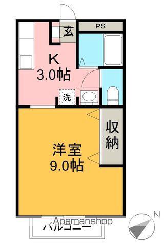 宮田ハイツ(1K/2階)の間取り写真