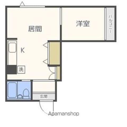 412ビル(1DK/2階)の間取り写真