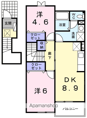 メルヴェーユⅢ(2LDK/2階)の間取り写真