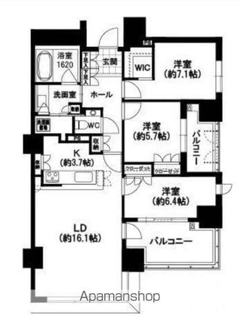 グランドメゾン百道浜オーシャン&フォレスト(3LDK/17階)の間取り写真