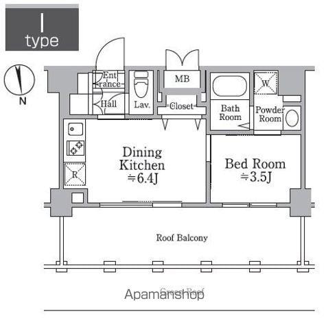レジディア西小山(1DK/4階)の間取り写真