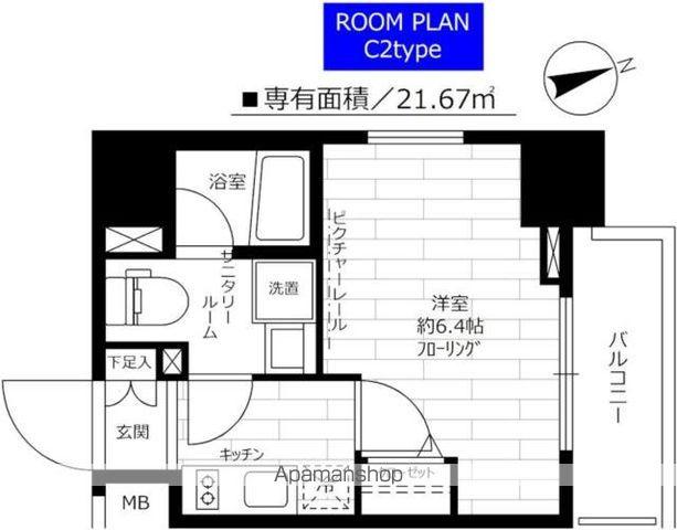 ステージグランデ東池袋駅前(1K/12階)の間取り写真