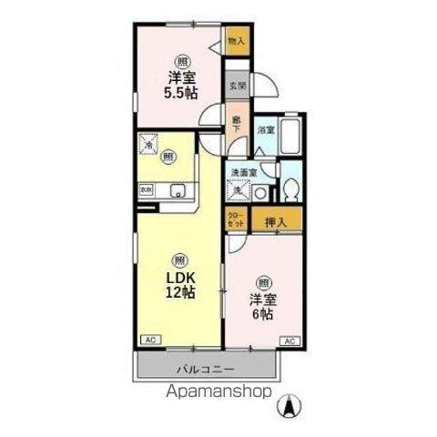 スクウェアガーデンⅡ(2LDK/1階)の間取り写真