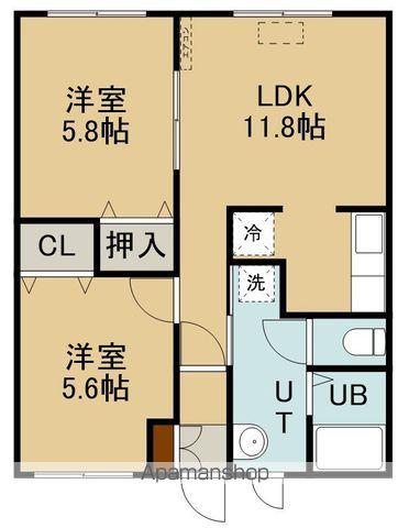 N HAPPINESS 七重浜(2LDK/1階)の間取り写真