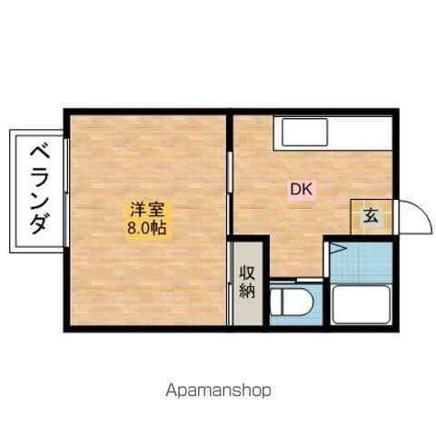 ガーデンヒルズ旭ヶ丘(1DK/1階)の間取り写真