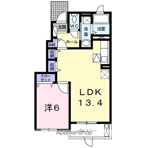 サンヒルズTAKANE(1LDK/1階)の間取り写真