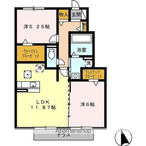 オレンジハイツ田尻 A棟(2LDK/1階)の間取り写真