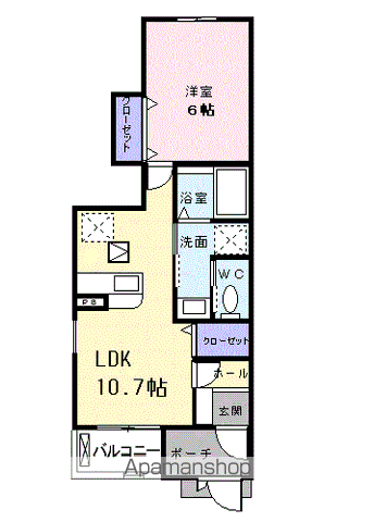 サニーハウス(1LDK/1階)の間取り写真