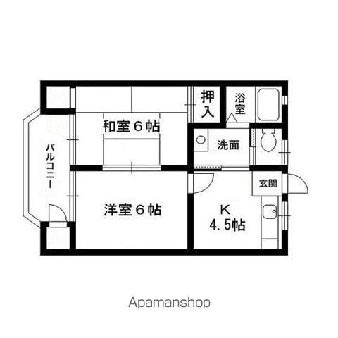 ピースハウス(2K/2階)の間取り写真