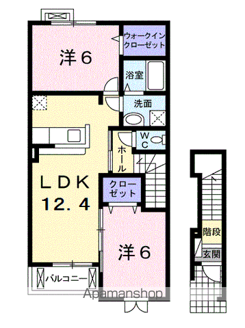 フォレストⅥ(2LDK/2階)の間取り写真
