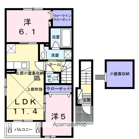 サニーハイツ和光A(2LDK/2階)の間取り写真