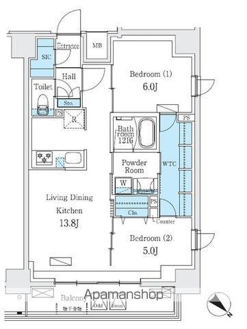 URBAN BREEZE 巣鴨(2LDK/2階)の間取り写真