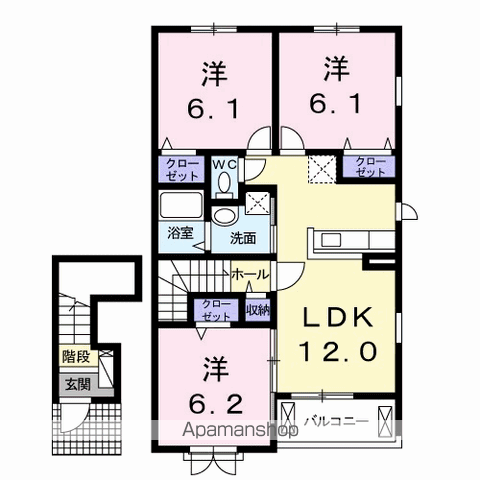 プレジール B(3LDK/2階)の間取り写真