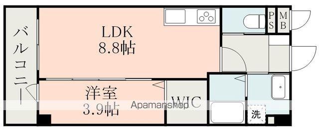 フォーエス武蔵ヶ丘北ノース(1LDK/4階)の間取り写真