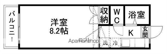 サリューベル(1K/2階)の間取り写真