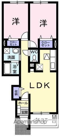 ジェルメ・メゾンM.2号館(2LDK/1階)の間取り写真