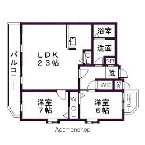 サンシティ畑江通(2LDK/10階)の間取り写真