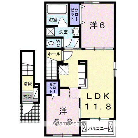 リヴァプール(2LDK/2階)の間取り写真
