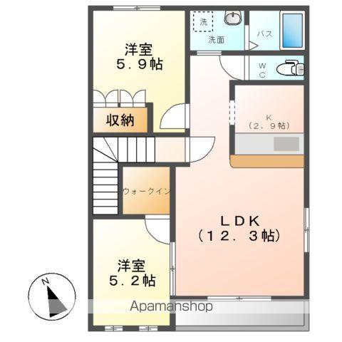 SKY HAWK(2LDK/2階)の間取り写真