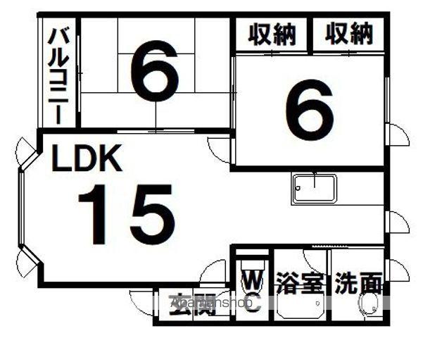 ハッピーハウス12B(2LDK/2階)の間取り写真
