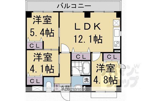 グランドラティス河原町七条(3LDK/5階)の間取り写真