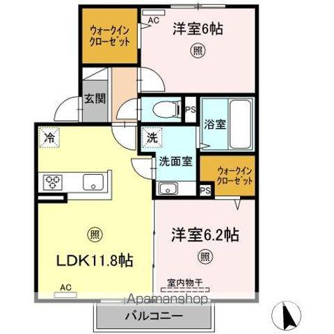 D-ROOM524沖代(2LDK/2階)の間取り写真