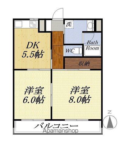 ヴィラ楠の宮III(2DK/2階)の間取り写真