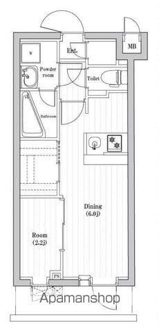 レジデンス東中野ガーデン(1DK/1階)の間取り写真