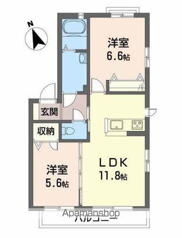 エスパルクB棟(2LDK/2階)の間取り写真
