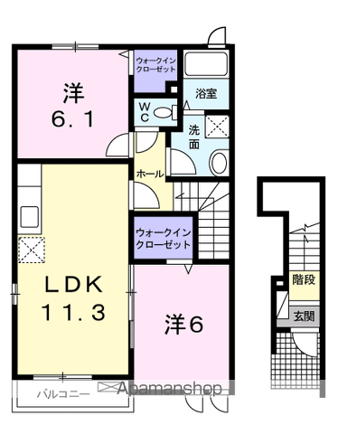 スマート アメジスタ(2LDK/2階)の間取り写真