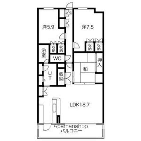 上社コンドミニアム(3LDK/5階)の間取り写真