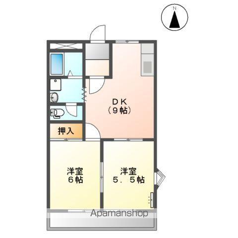 ツインハイムミサト(2DK/3階)の間取り写真