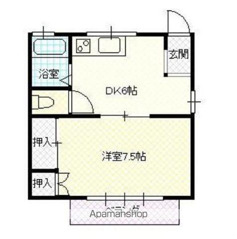 ハートピュア(1DK/2階)の間取り写真