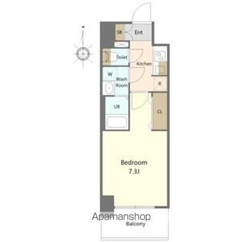 SーRESIDENCE亀島駅前ASCENTキャンペー(1K/7階)の間取り写真