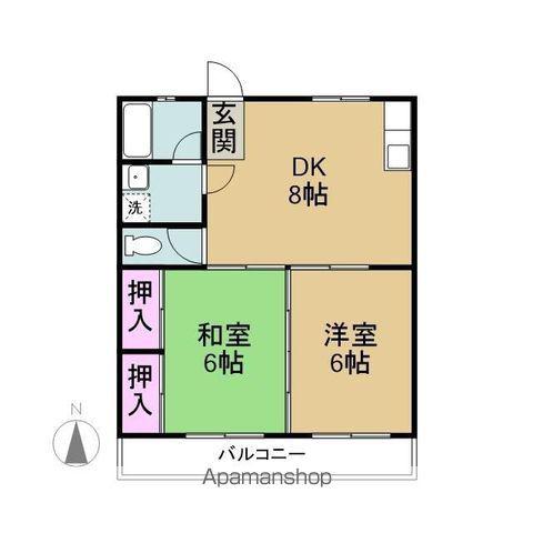 ハートランドハイツ(2DK/2階)の間取り写真