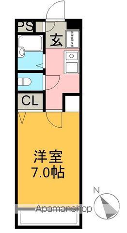 サンヒルズB棟(1K/2階)の間取り写真