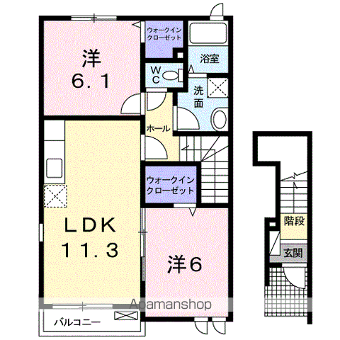 パストラルレジデンスB(2LDK/2階)の間取り写真