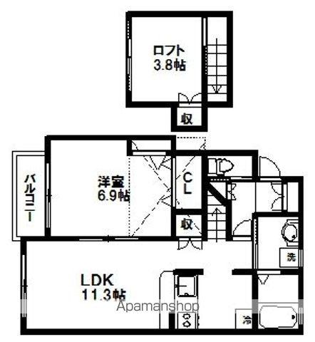 エスポワールコマツⅡB館(1LDK/1階)の間取り写真